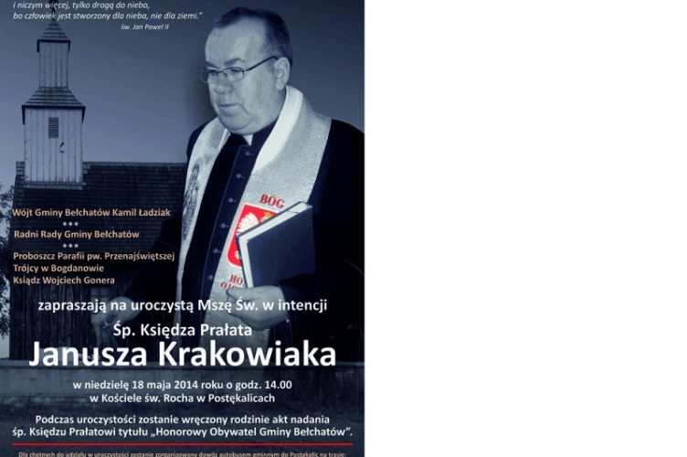 Śp. Ksiądz Prałat Janusz Krakowiak - Honorowym Obywatelem Gminy Bełchatów (zapowiedź)