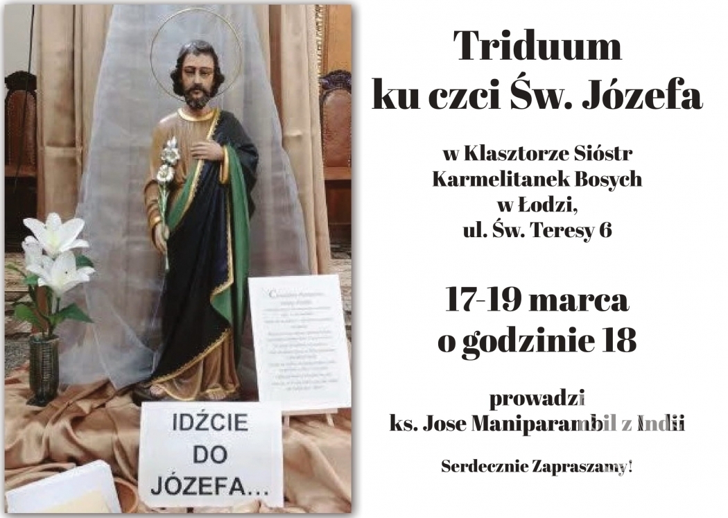 Triduum ku czci św. Józefa w Klasztorze Sióstr Karmelitanek Bosych w Łodzi