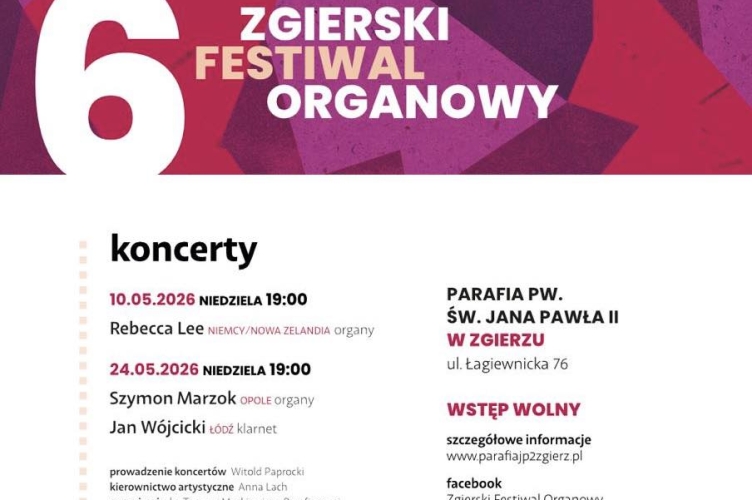 Zgierski Festiwal Organowy - zaproszenie