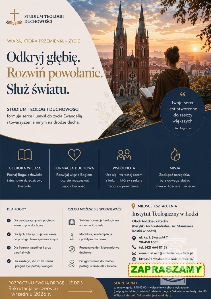 Zachęcamy do studiowania w dwuletnim Studium Teologii Duchowości