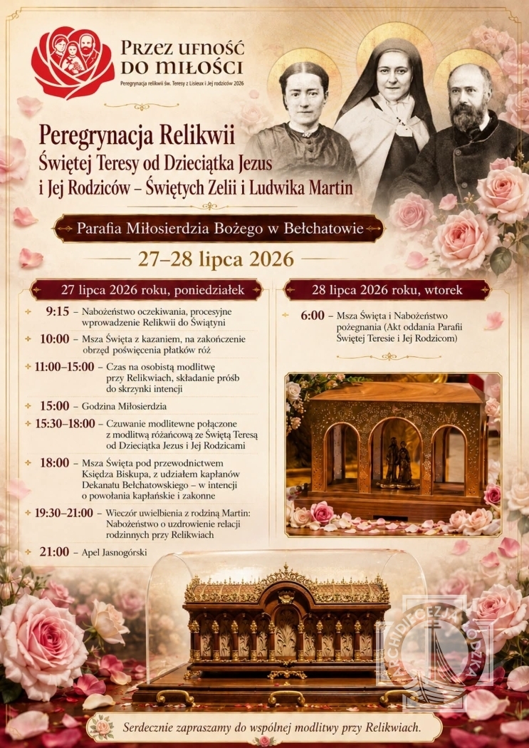 Bełchatów: szczegółowy program peregrynacji Relikwii św. Teresy od Dzieciątka Jezus