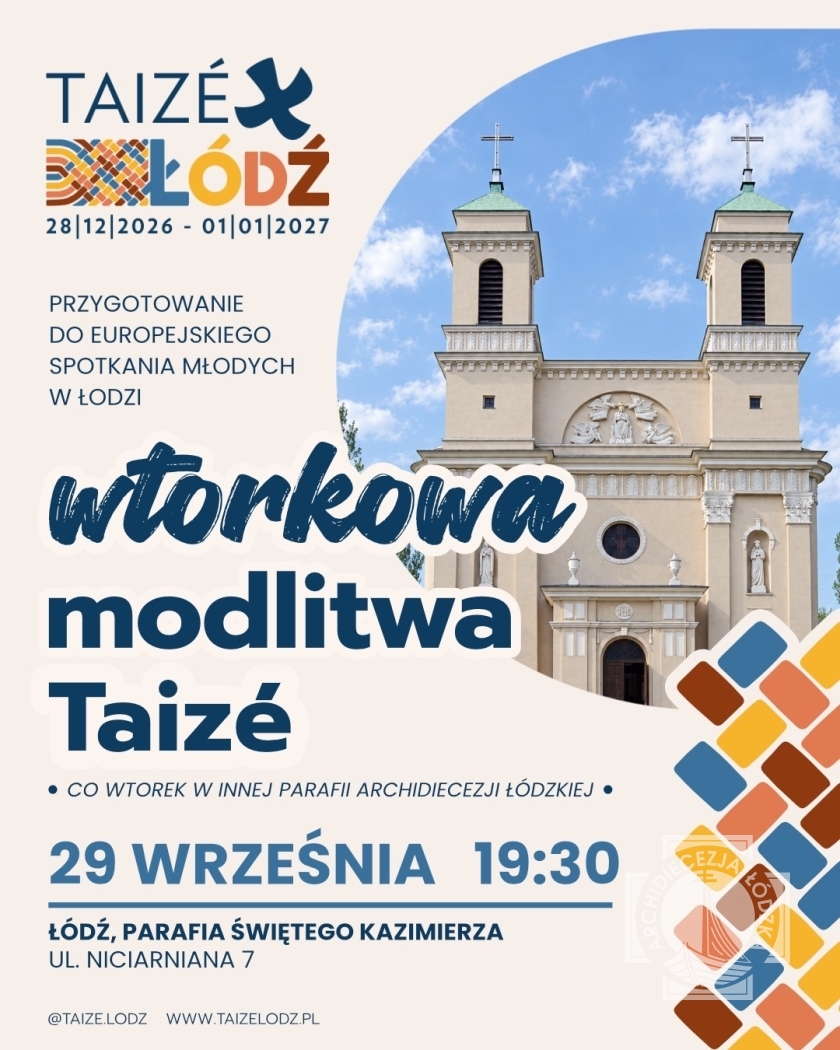 Zapraszamy na wtorkową Modlitwę Taize na stary Widzew